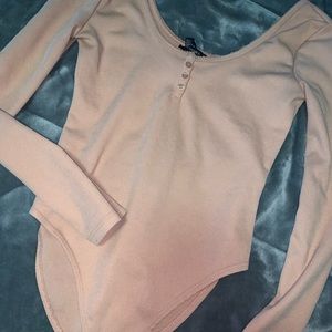 Forever21 blush pink long sleeved bodysuit